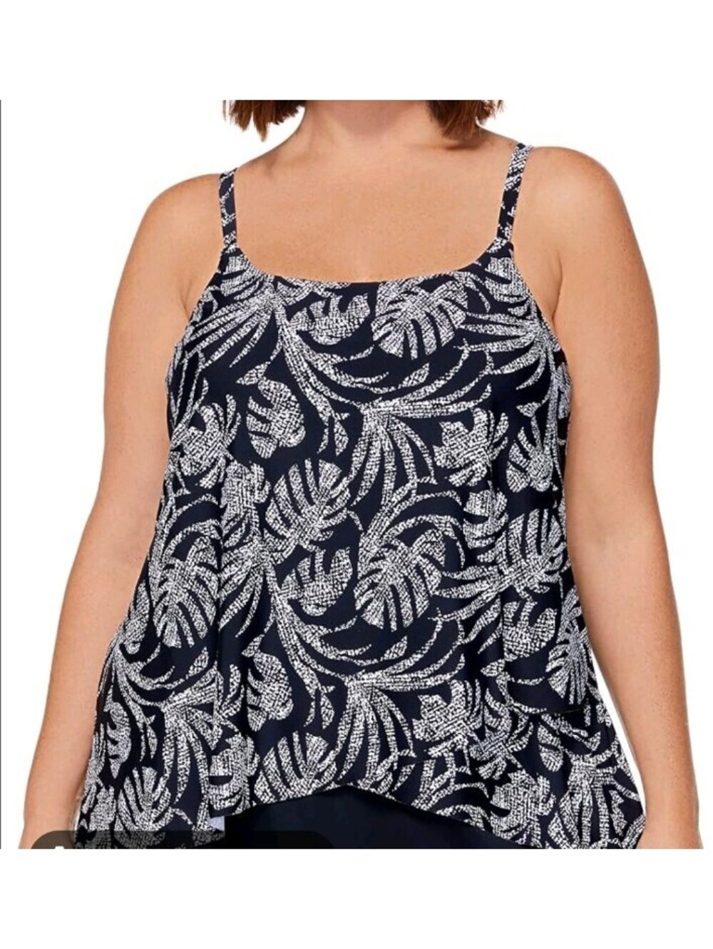 NWT Island Escape Black Tankini Swim Top Size 10